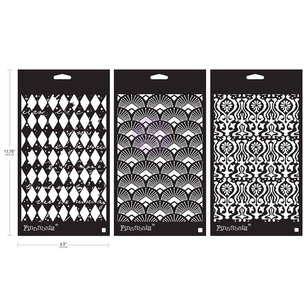 DECADENT WALLS | Stencil Set | Furniture | Arts & Crafts | 6"x9"; 3 stencils | Redesign with Prima | add backgrounds to your piece