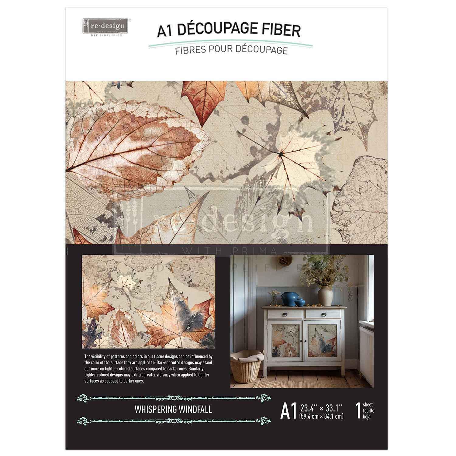 WHISPERING WINDFALL | Decoupage Decor Tissue Paper for Furniture | 23.4"x33.1" | Redesign with Prima