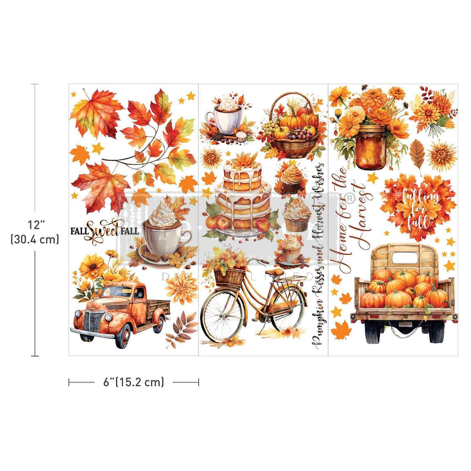 AUTUMN SPLENDOR | Small Transfers | Redesign With Prima | Furniture | Arts & Crafts | 6"x12", cut into 3 sheets