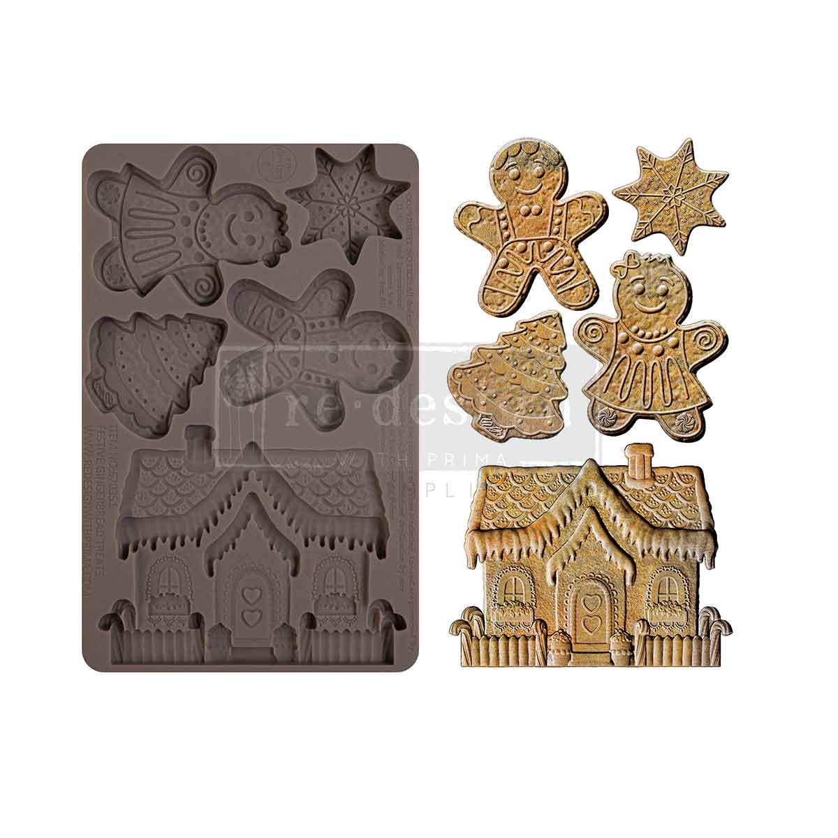 Festive Gingerbread Treats  - Resin Mould 5"x8"