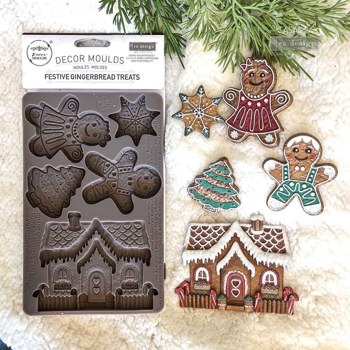 Festive Gingerbread Treats  - Resin Mould 5"x8"