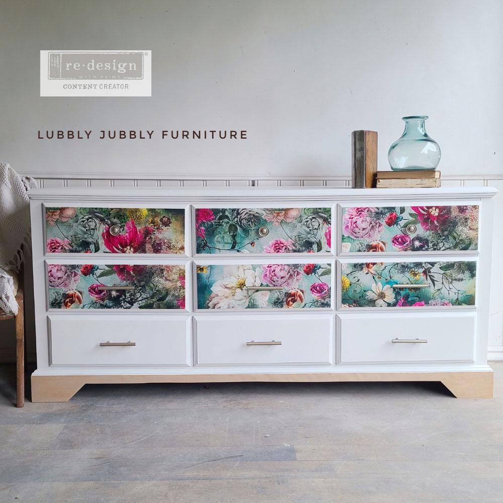 ADELINA | Decoupage Decor Tissue Paper for Furniture | 19.5"x30" | Redesign with Prima | colorful burst of flowers