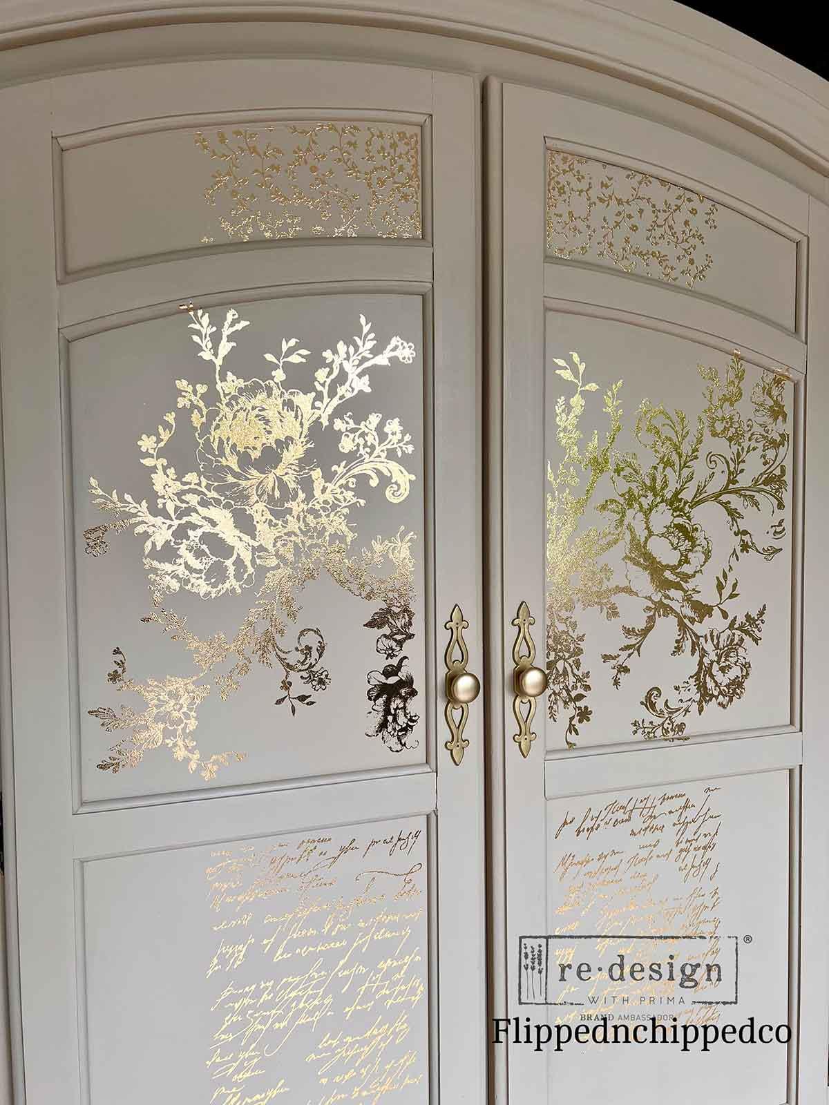 ÉGLANTINE ELEGANCE | Decor Transfers | Redesign With Prima | Foil | Furniture | Arts & Crafts | 18"X24", cut into 2 sheets