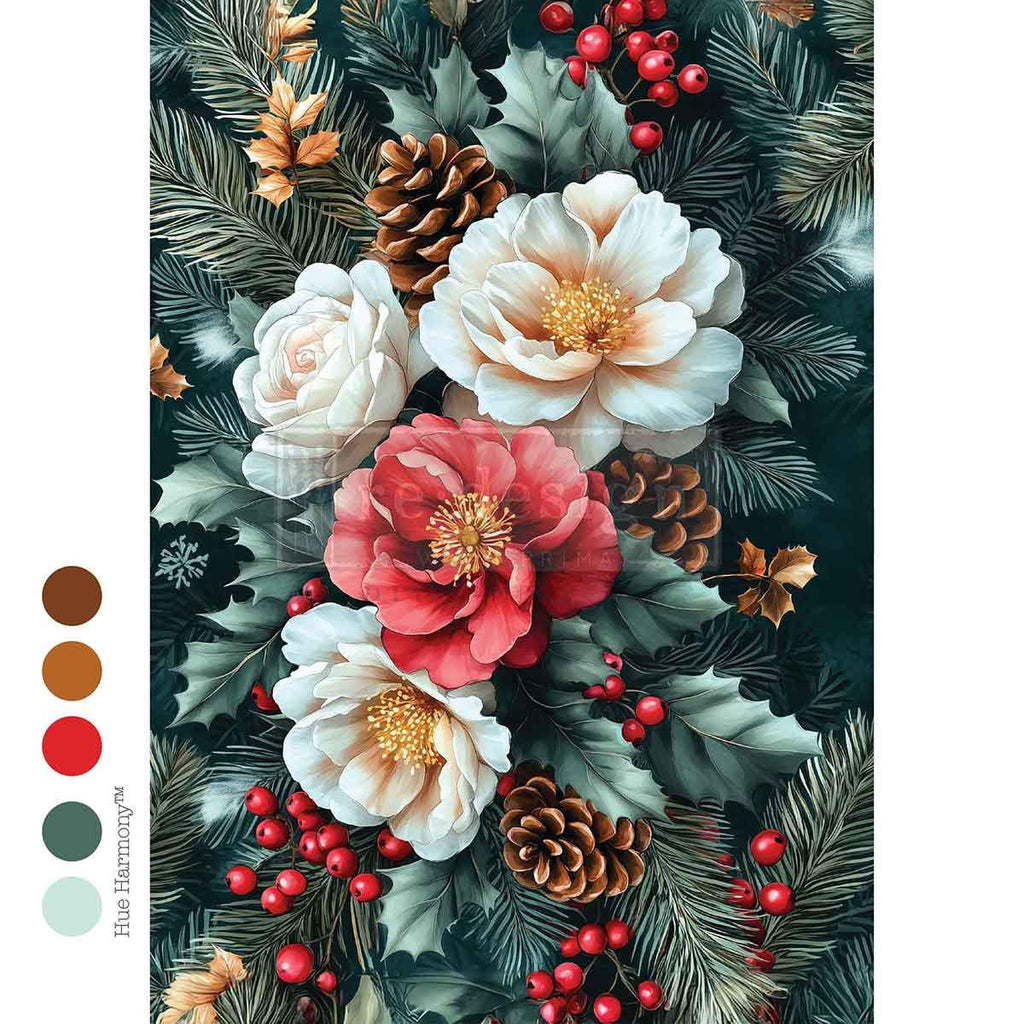 Winters Grace | 1 sheet, 8.27x11.69 | Decoupage Decor Tissue Paper | Redesign with Prima
