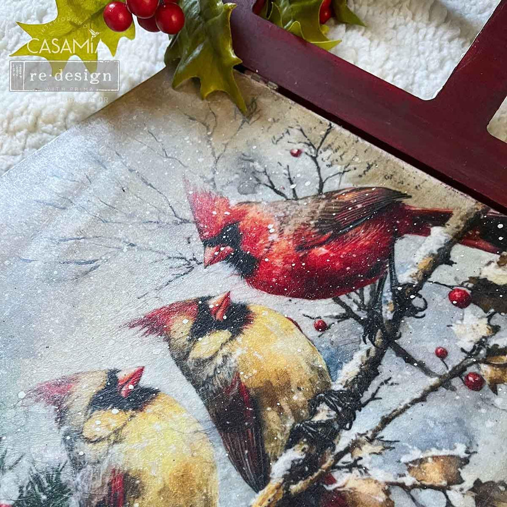 CRIMSON NOEL | Decoupage Decor Tissue Paper for Furniture | 1 sheet, 8.27x11.69 | Redesign with Prima