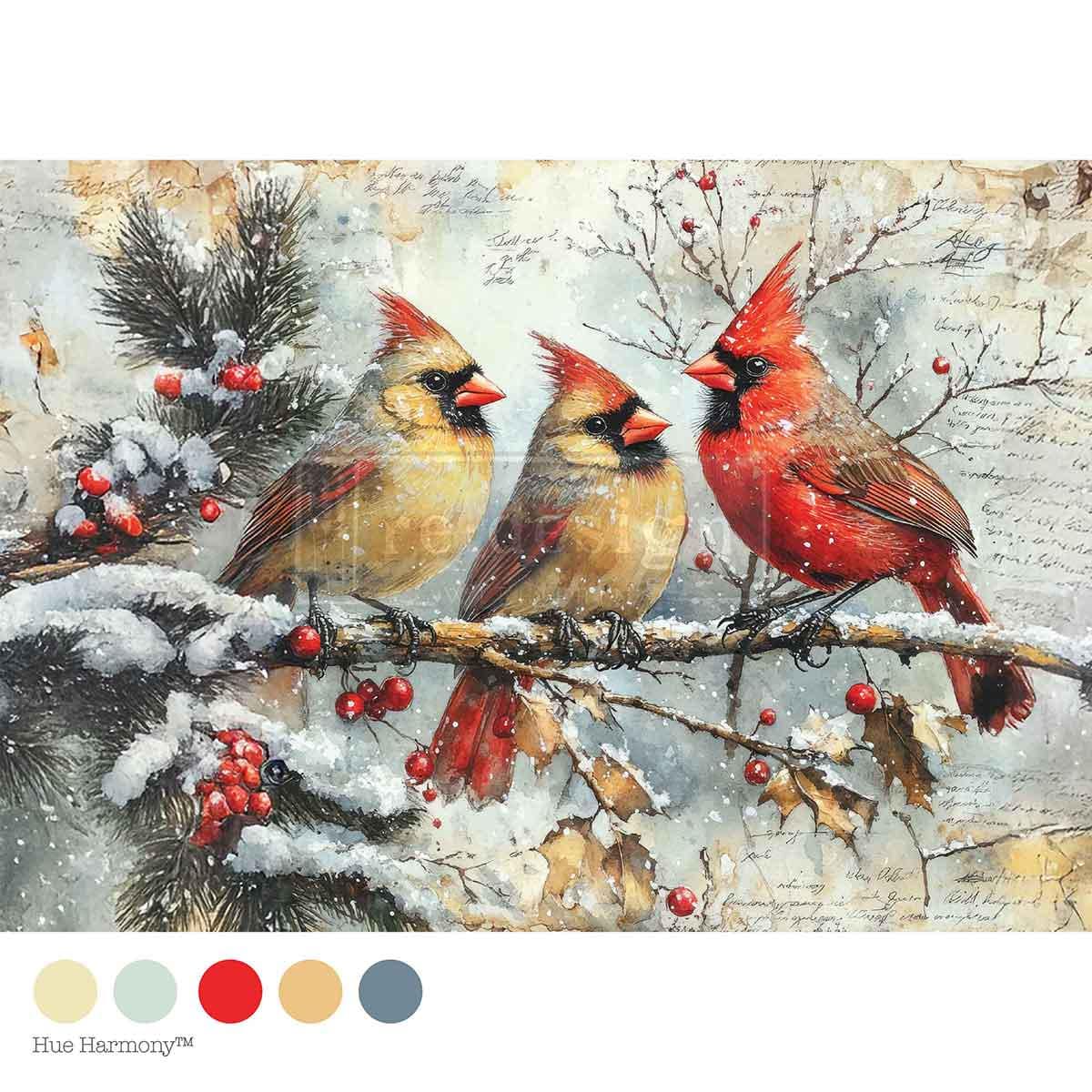 CRIMSON NOEL | Decoupage Decor Tissue Paper for Furniture | 1 sheet, 8.27x11.69 | Redesign with Prima
