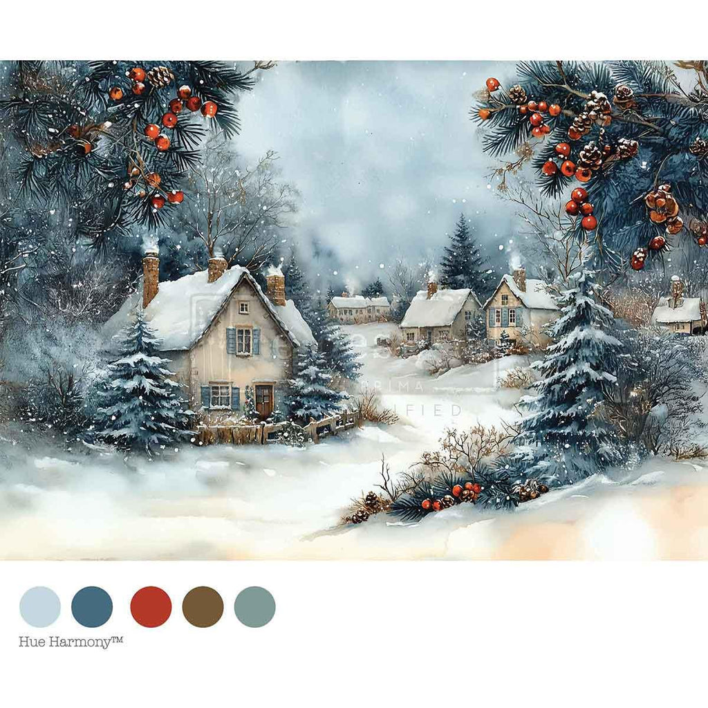 WINTER HEARTH | Decoupage Decor Tissue Paper for Furniture | 1 sheet, 8.27x11.69 | Redesign with Prima
