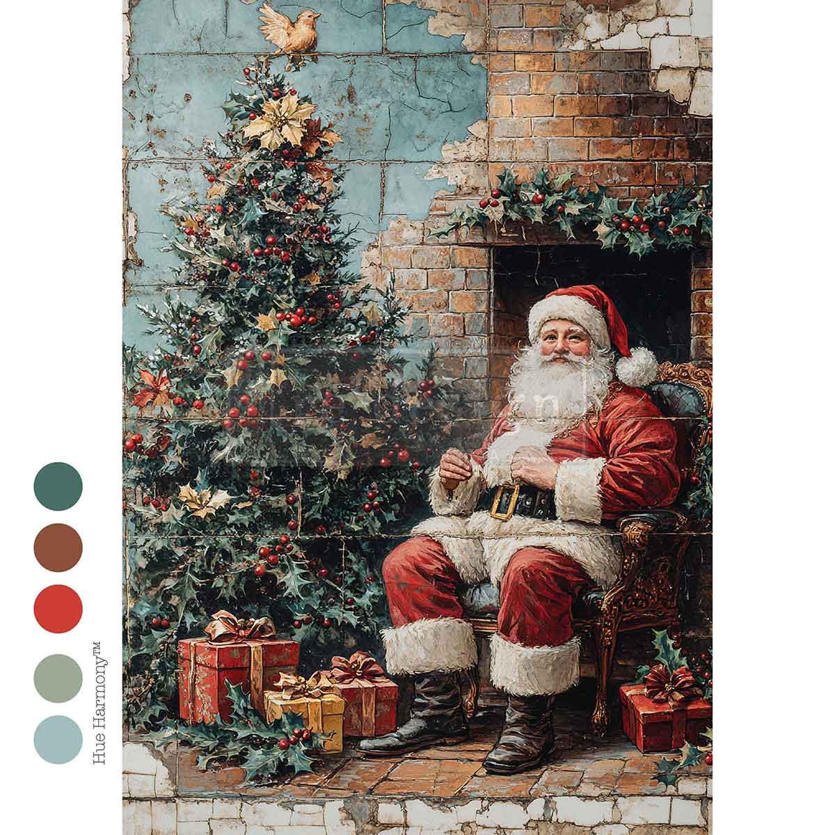 COZY CLAUS CORNER | Decoupage Decor Tissue Paper for Furniture | 1 sheet, 8.27x11.69 | Redesign with Prima
