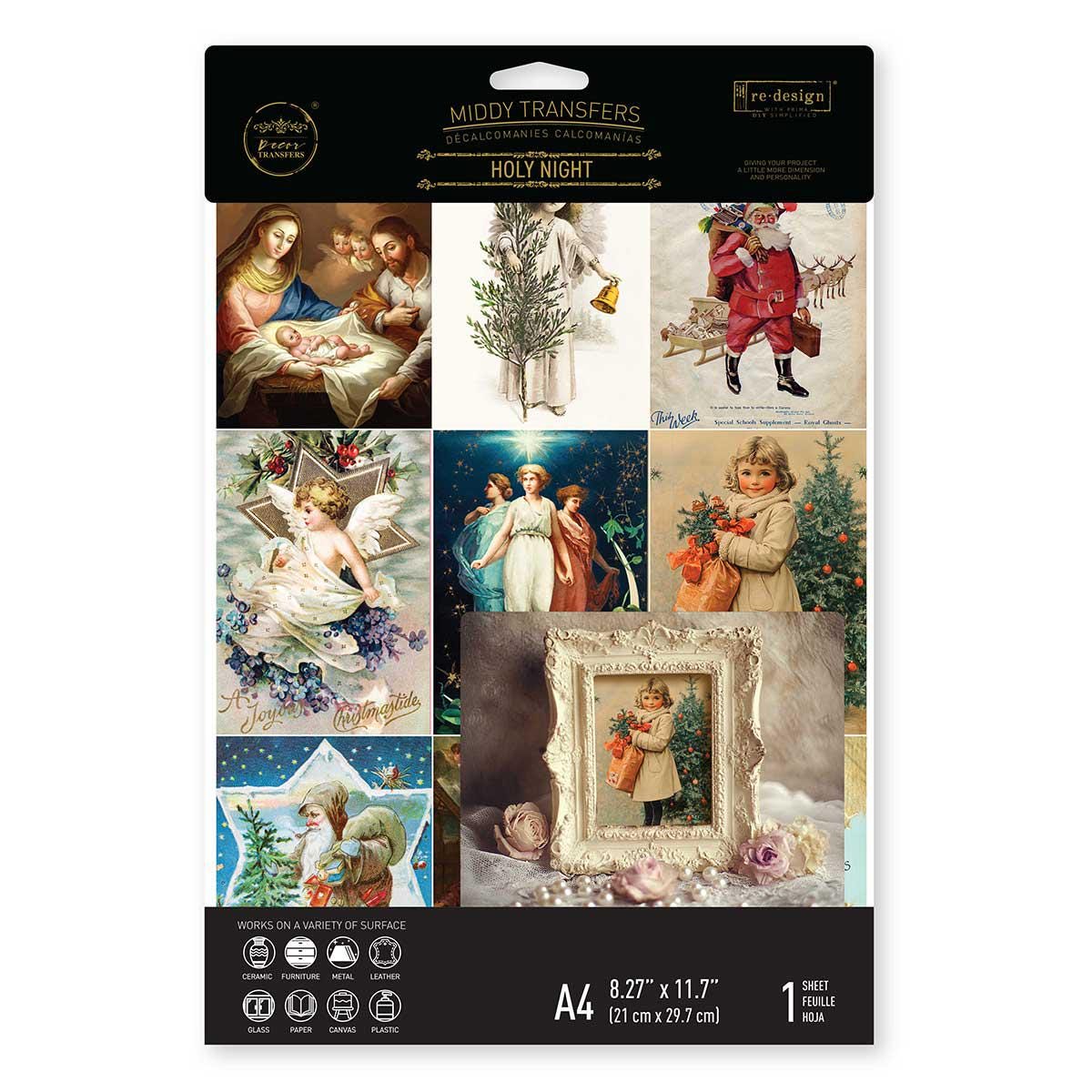 HOLY NIGHT | Decoupage Decor Tissue Paper for Furniture | 1 sheet, 8.3x11.7 | Redesign with Prima