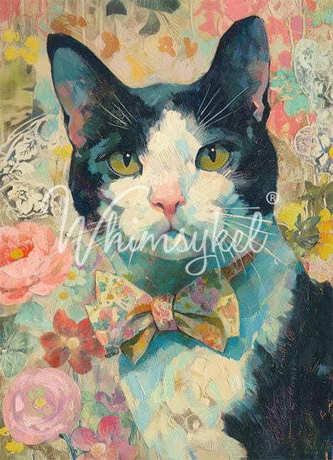 Tuxedo Cat | 21"x29" | Large Decoupage Tissue Paper | Whimsykel Designs