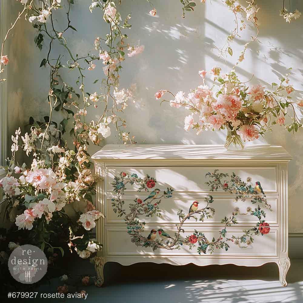 ROSETTE AVIARY | Decor Transfers | Redesign With Prima | Rub on Transfers | Furniture | Arts & Crafts | 24x35, cut into 4 sheets