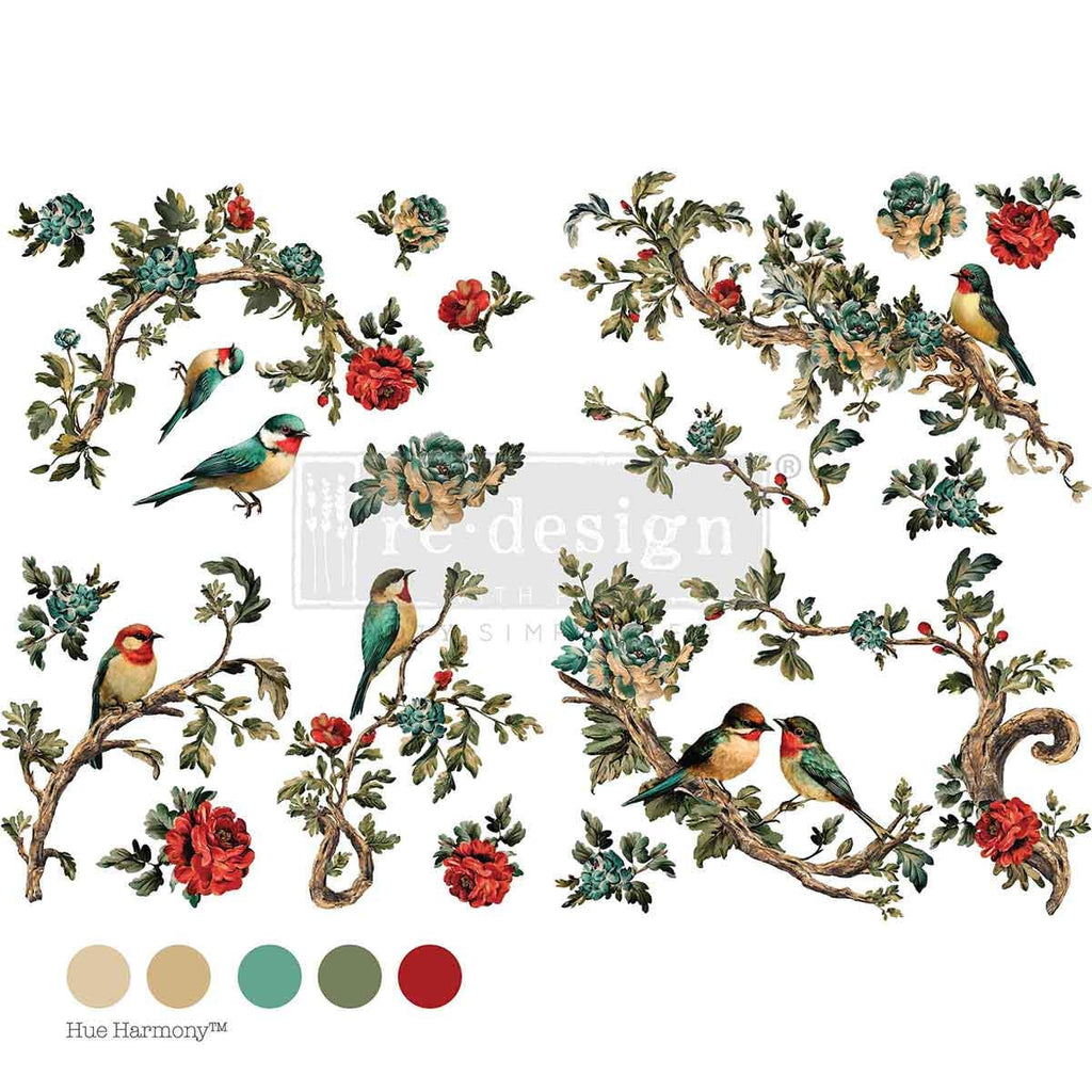 ROSETTE AVIARY | Decor Transfers | Redesign With Prima | Rub on Transfers | Furniture | Arts & Crafts | 24x35, cut into 4 sheets