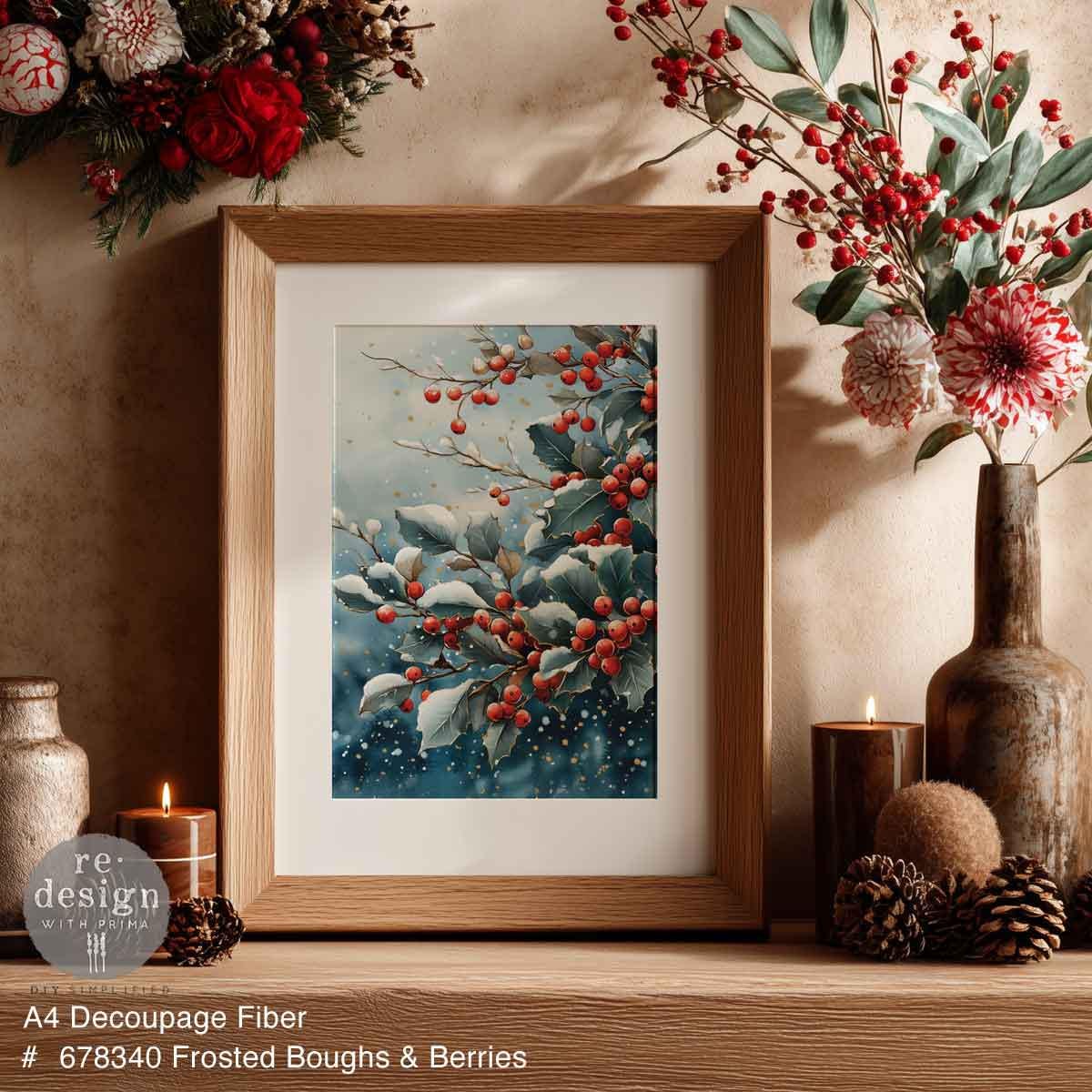 Frosted Boughs & Berries | 1 sheet, 8.27″x11.69″ | Redesign with Prima