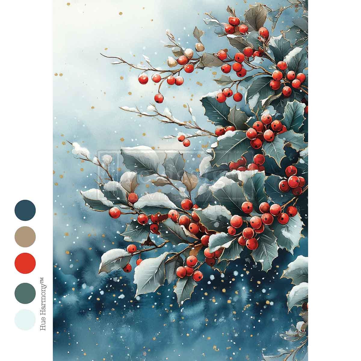 Frosted Boughs & Berries | 1 sheet, 8.27″x11.69″ | Redesign with Prima