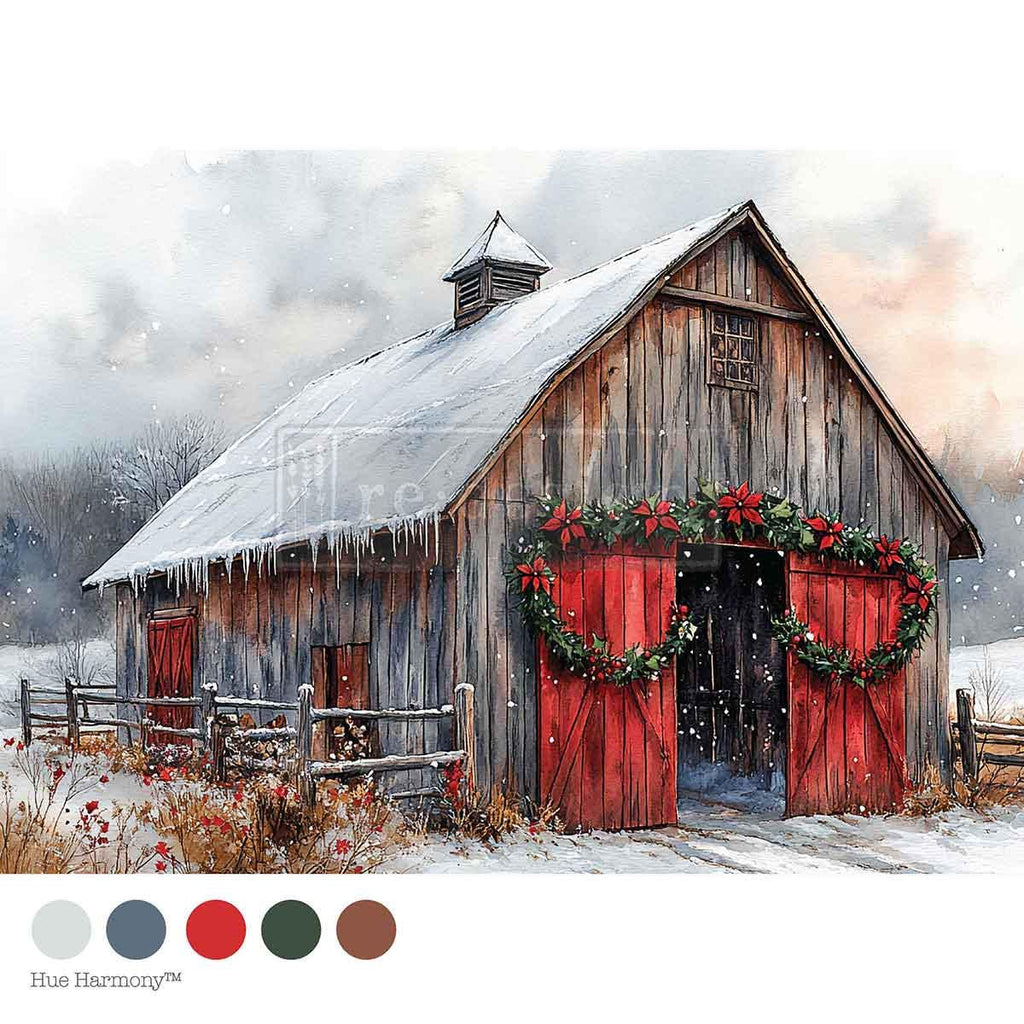 CRANBERRY CABIN | Decoupage Decor Tissue Paper for Furniture | 1 sheet, 8.27x11.69 | Redesign with Prima