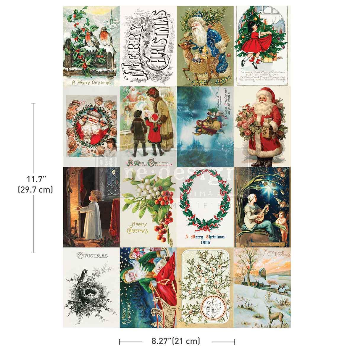 SEASONS GREETINGS From The PAST | Decoupage Decor Tissue Paper for Furniture | 1 sheet, 8.3x11.7 | Redesign with Prima