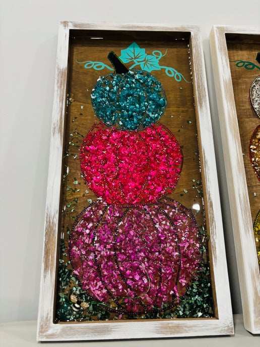 🎃 Three-Tiered Pumpkin Crushed Glass & Resin Workshop