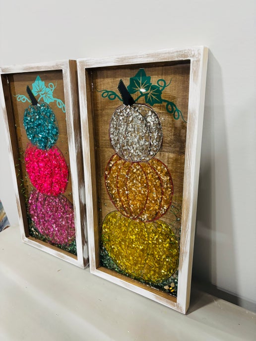 🎃 Three-Tiered Pumpkin Crushed Glass & Resin Workshop