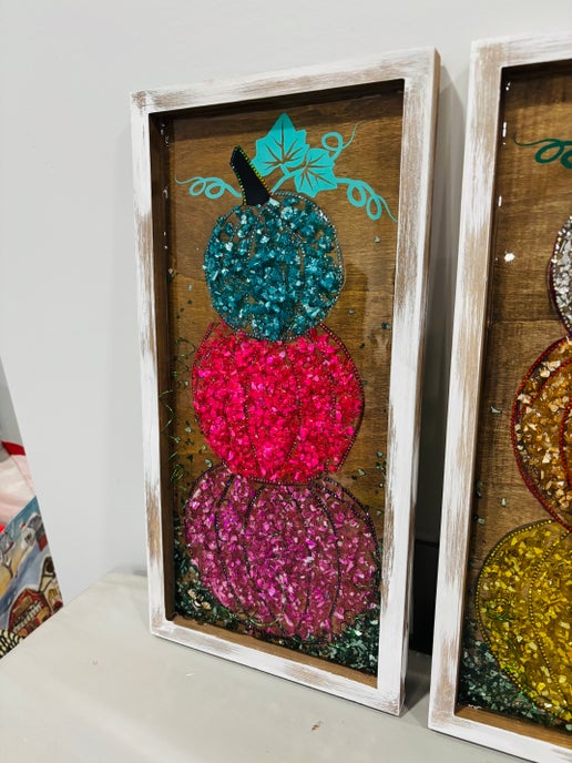 🎃 Three-Tiered Pumpkin Crushed Glass & Resin Workshop