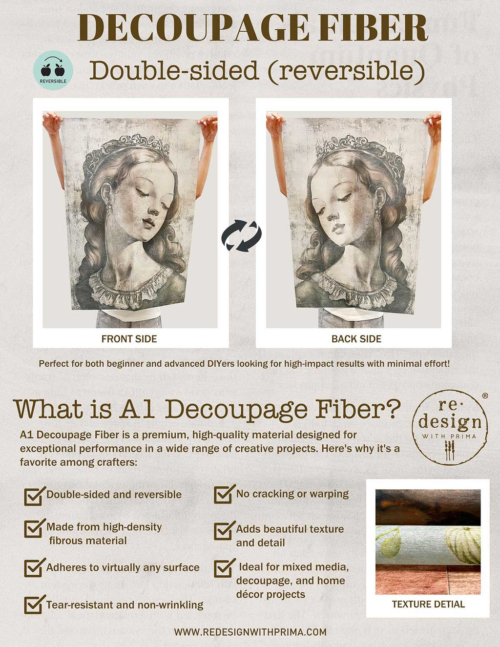 Aged Patina | A1 23.4" x 33.1" | Decoupage Fiber Paper | Redesign with Prima