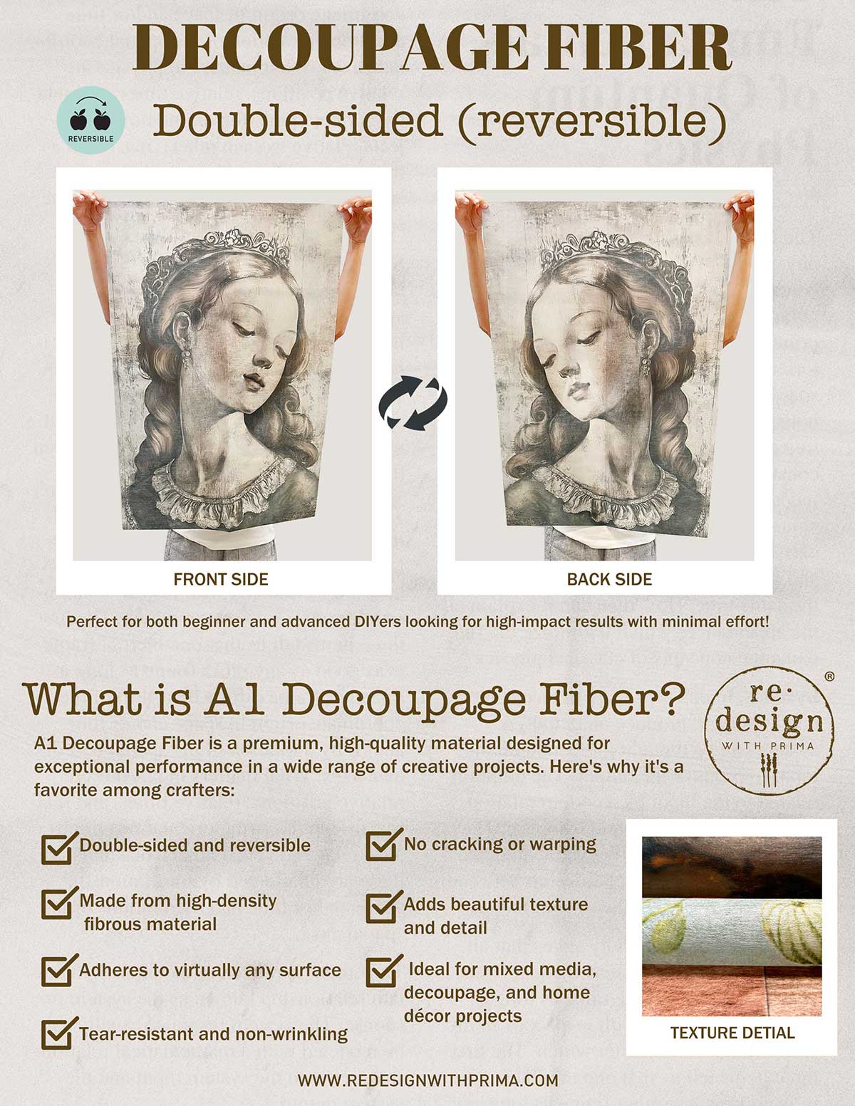 Aged Patina | A1 23.4" x 33.1" | Decoupage Fiber Paper | Redesign with Prima